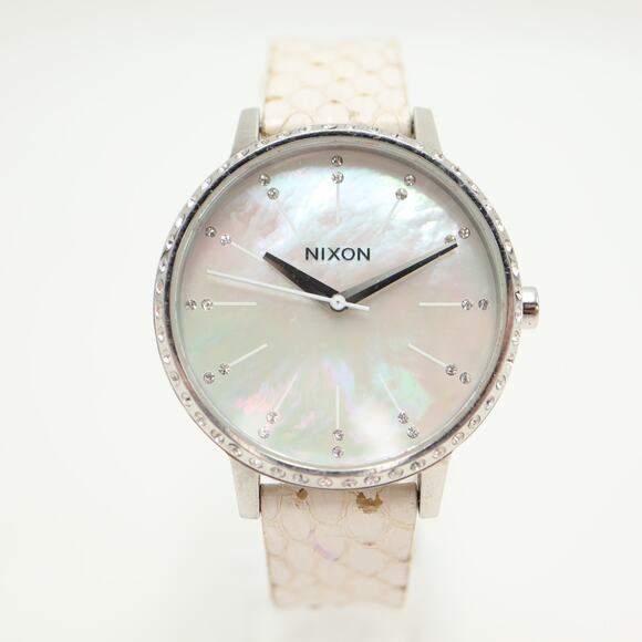 Nixon Kensington MOP 37mm Womens Watch Gem Bezel White Leather w New Battery main image 7